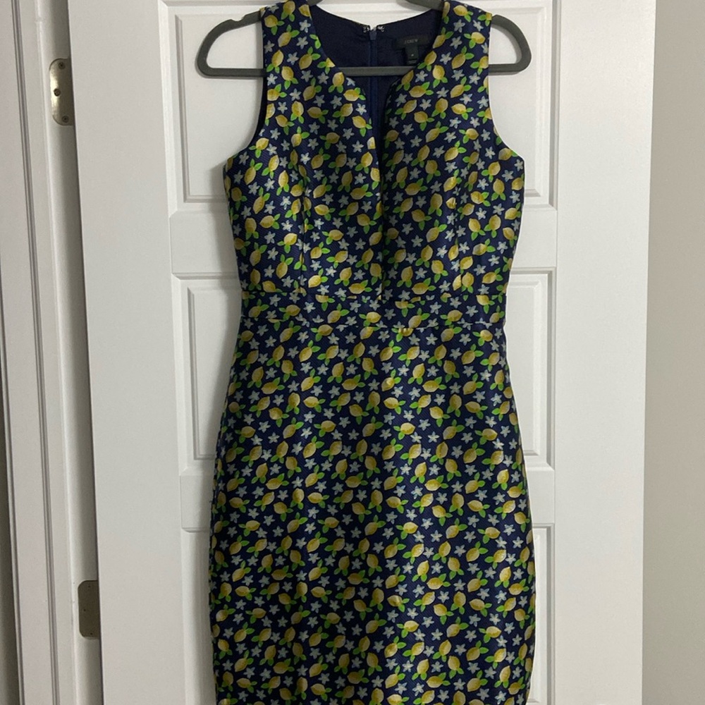 NWOT Lemon print (jacquard type) sleeveless J Crew dress